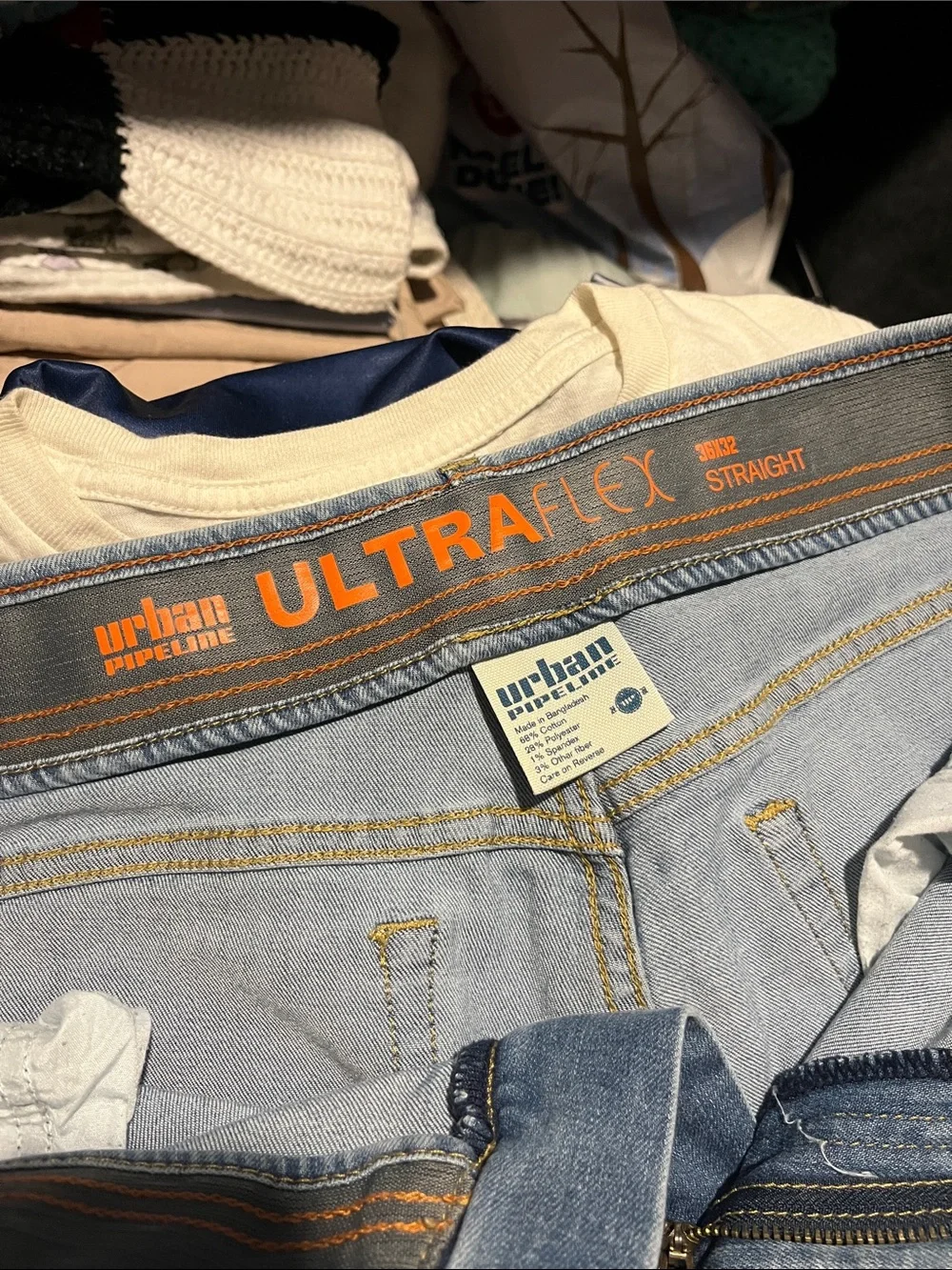 Men's light blue straight legged jeans